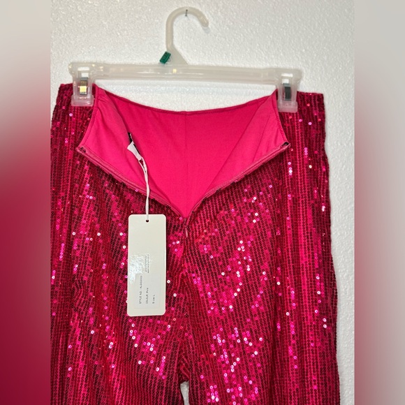 Amy Lynn Hot Pink Sequins Women's Pants & Jumpsuit Set  size Large Bling Sparkle - Picture 11 of 16